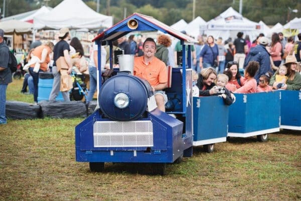 a miniature train for children