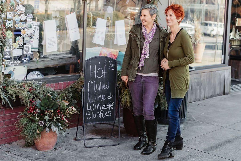 friends shopping during winter