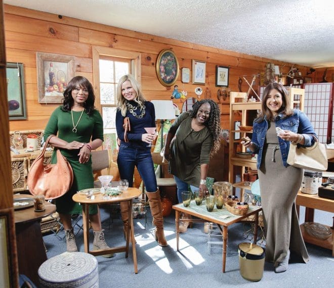 Shoppers exploring products at Southern Flare Antiques and Interiors