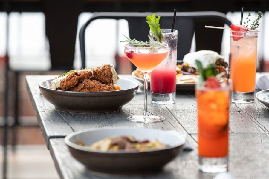 delicious food and cocktails on a table