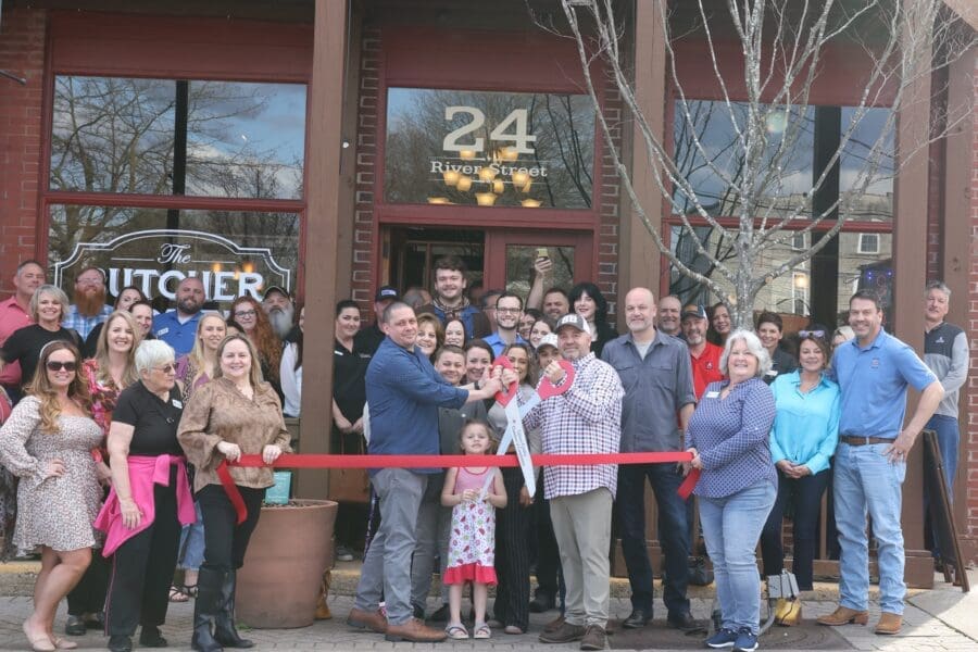 Butcher and Bottle Ribbon Cutting with Owners, Chamber Board of Directors, Ambassadors and community
