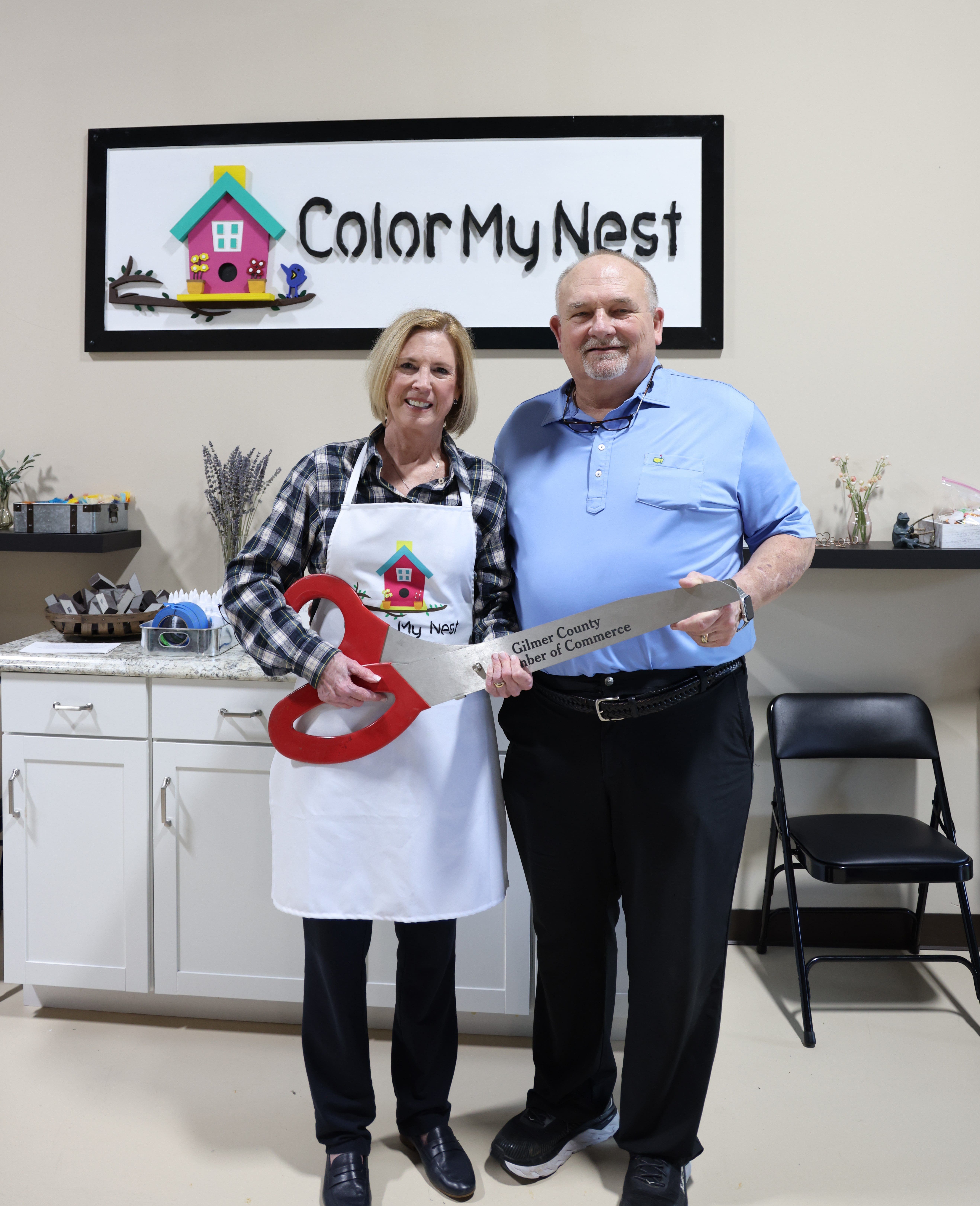 Color My Nest Ribbon cutting with Owner Peggie
